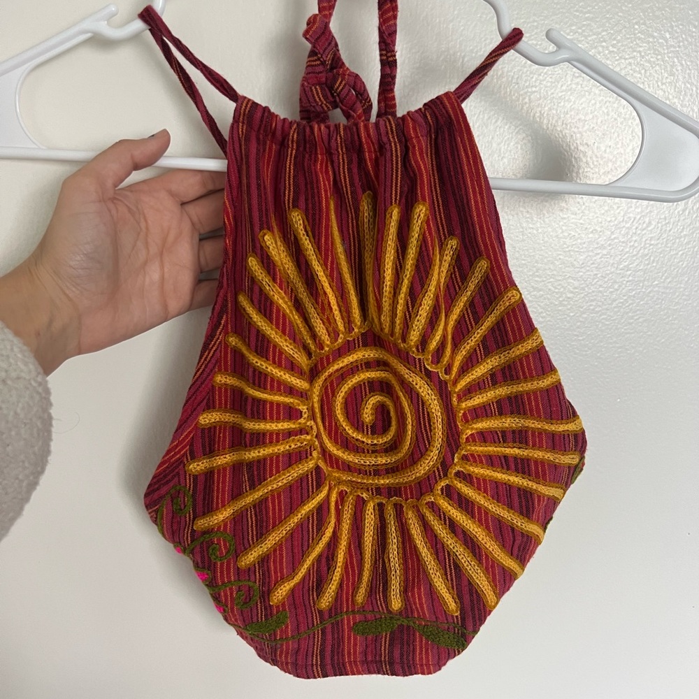 Red sun halter top